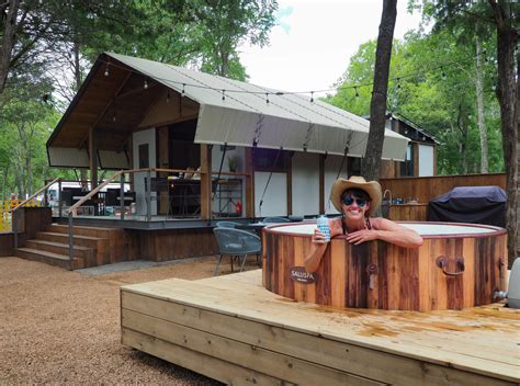 Stay in a cabin, a safari tent or an Airstream trailer at North Shore at Lake Bastrop - Pam ...