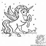 Coloring Page Of A Rearing Unicorn With Wings sketch template