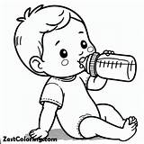 Baby Drink Milk From Bottle Coloring Page  For Kids – Smart sketch template