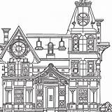 Victorian House Coloring Page Black And White · Creative Fabrica sketch template