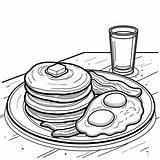 Pancake Breakfast Coloring Page With Bacon and Eggs Stock Illustration  sketch template