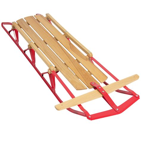 Best Choice Products 53in Kids Wooden Snow Sled Sleigh Toboggan w ...