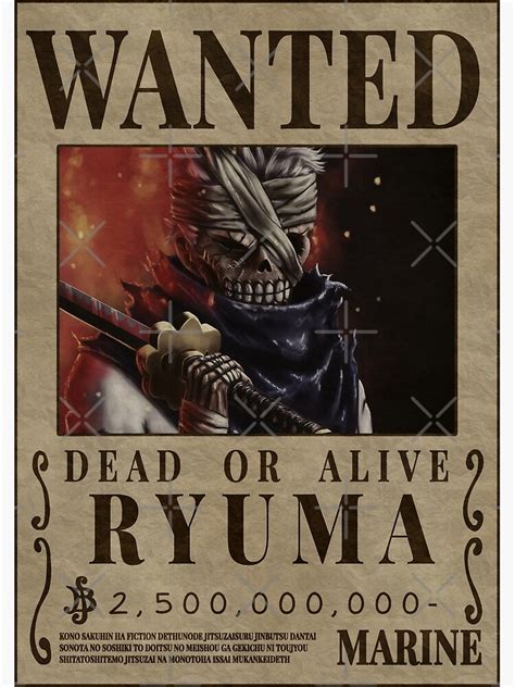 "Ryuma Wanted One Piece Sword God Bounty Poster" Poster for Sale by ...