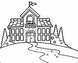 Coloring Page Of A School Building  Home sketch template