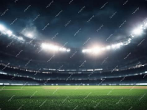 Premium AI Image | cricket stadium night with floodlight background