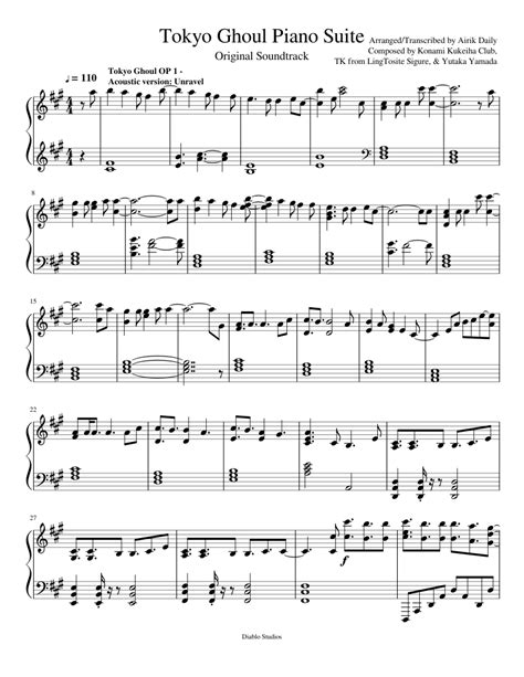 Tokyo Ghoul Piano Suite sheet music for Piano download free in PDF or MIDI