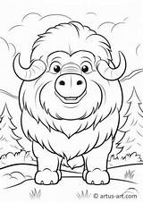 Musk Ox Coloring Page » Free Download Artus Art sketch template
