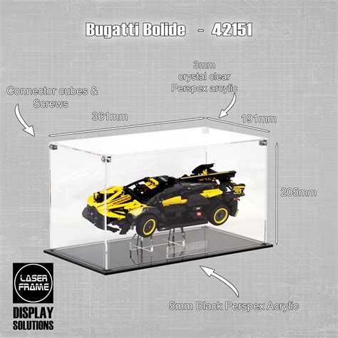 Acrylic Display Case for the LEGO Bugatti Bolide 42151 - Laser Frame