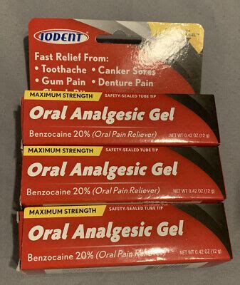 Oral Analgesic Gel Maximum Strength Benzocaine 20% Toothache Pain Relief. 831527004901 | eBay