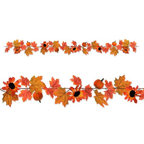 Club Pack of 12 Orange and Yellow Autumn Harvest Leaf Garland Party ...