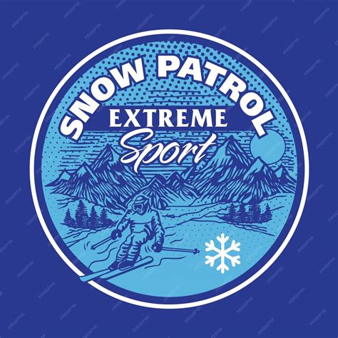 Premium Vector | A blue snow patrol logo with a mountain landscape in ...