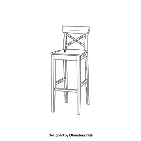 Classic Wooden Bar Stool black and white clipart vector free download