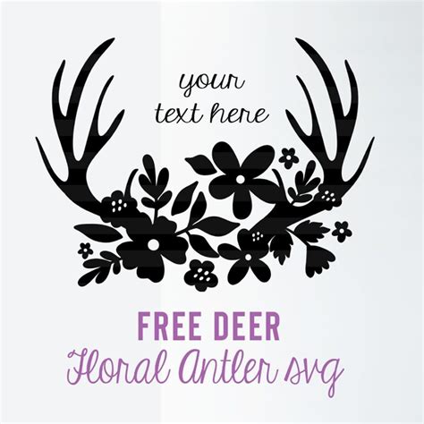 Pretty Deer Antler Floral SVG Cut File