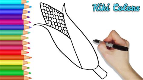 How to Draw Corn on the Cob Part 1 | Teach Drawing for Kids and Toddlers Coloring Page Video ...