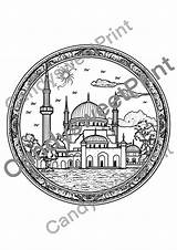 Masjid Islamic Coloring Page For Kids Mosque Moschee Islamische  sketch template
