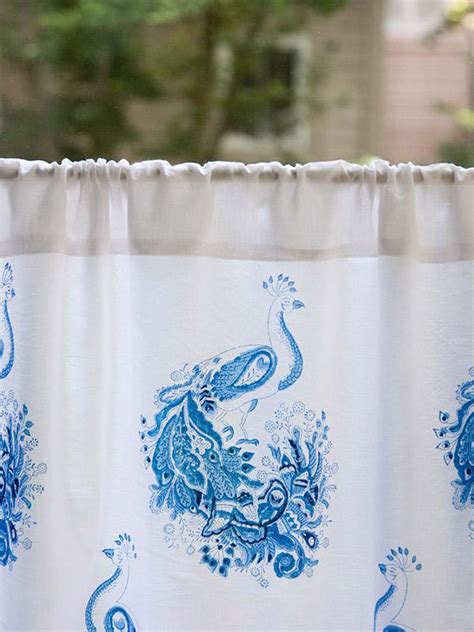 Toile kitchen curtain, Peacock, India | Saffron Marigold