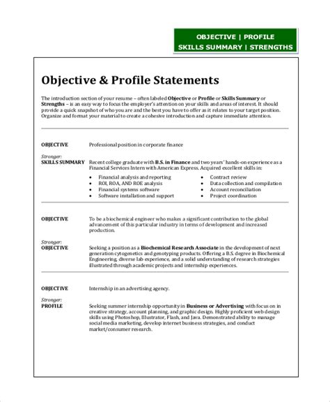 Resume Statement Examples - Financial Report