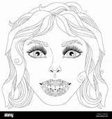 Girls coloring Stock Vector Images  Alamy sketch template