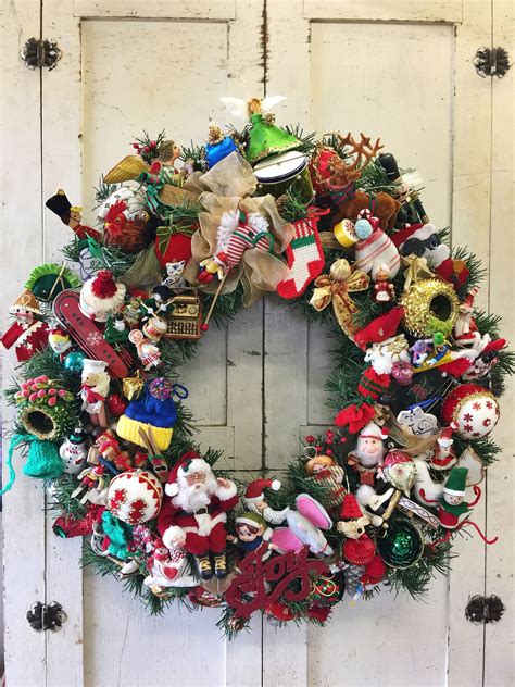 Vintage ornament wreath using some of our family's old ornaments and flea market finds by Kate ...