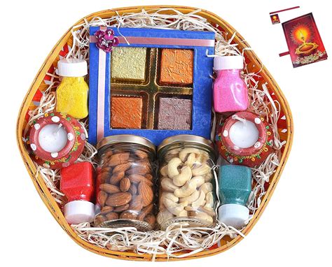 MANTOUSS Diwali Gift hampers with Dry Fruits/Dry Fruits Combo Pack-Decorated Basket+2 Jars of ...