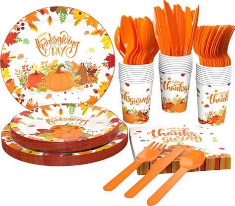 Amazon.com: Thanksgiving Plates, 100 Count 9" Disposable Turkey Dinner Serving Party Platters ...