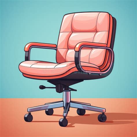 Colorful Cartoon Office Chair on Blue Background Stock Illustration - Illustration of interior ...