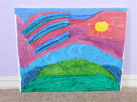 Grassy Hills Under A Colored Sunrise | Sunrise painting, Painting, Sunrise