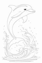 Premium Vector  Coloring Page A Playful dolphin leaping Out Of The Water sketch template