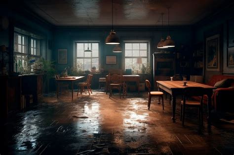 Premium AI Image | Flooded house interior Generative AI