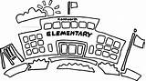 School Building Elementary Coloring Page  Wecoloringpagecom sketch template