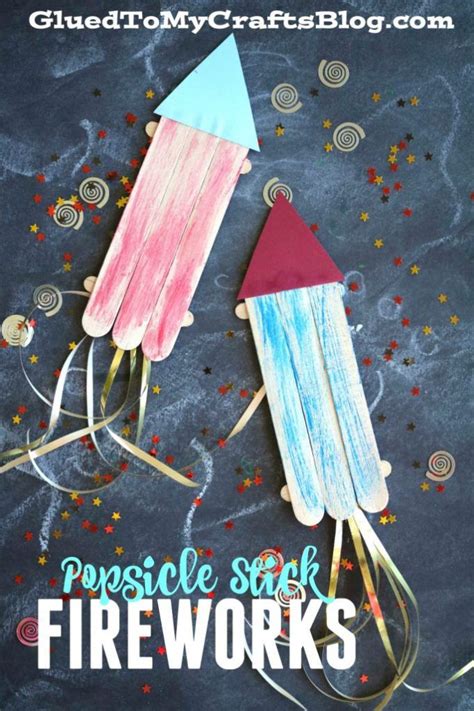 Popsicle Stick Fireworks - Kid Craft Idea For 4th of July | Fireworks craft for kids, Fireworks ...