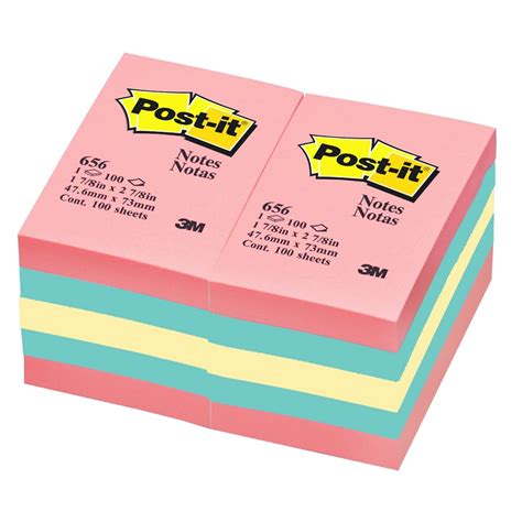 Post-it 656-AST Post-it Notes 2x3" Pastel Colours (12/Pack) Note Paper ...