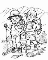 Hiking Coloring Pages sketch template