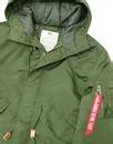 ALPHA INDUSTRIES 60s Mod Hooded Fishtail Parka Jacket Dark Green