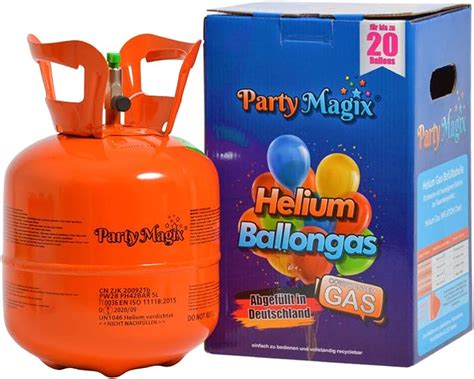PartyMagix Helium Gas Bottle Premium Helium Gas Small for 20 Balloons - Filled in Germany ...