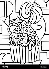 Muffin With Candy Sweet Food Coloring Page Stock Vector Image & Art  Alamy sketch template