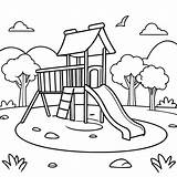 Página Para Colorear De Dibujos Animados En El patio Recreo  sketch template