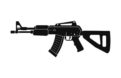 A Weapon machine gun Silhouette Vector isolated on a white background 35992487 Vector Art at ...