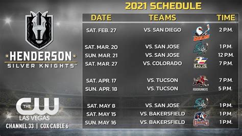 Henderson Silver Knights updated 2020-21 broadcast schedule