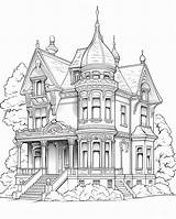 Victorian House Coloring Pages For Kids  Premium AI Generated Image sketch template