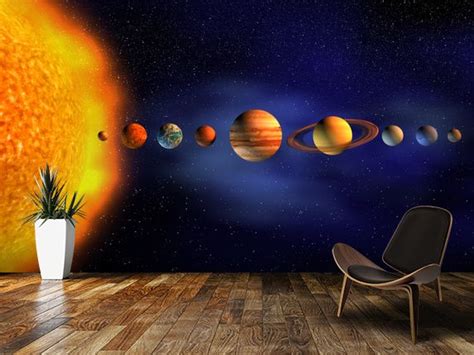 Solar System Wallpaper Mural | Wallsauce EU | Space themed bedroom, Mural, Kid room decor