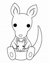 Printable Kangaroo Mom And Baby Coloring Page sketch template