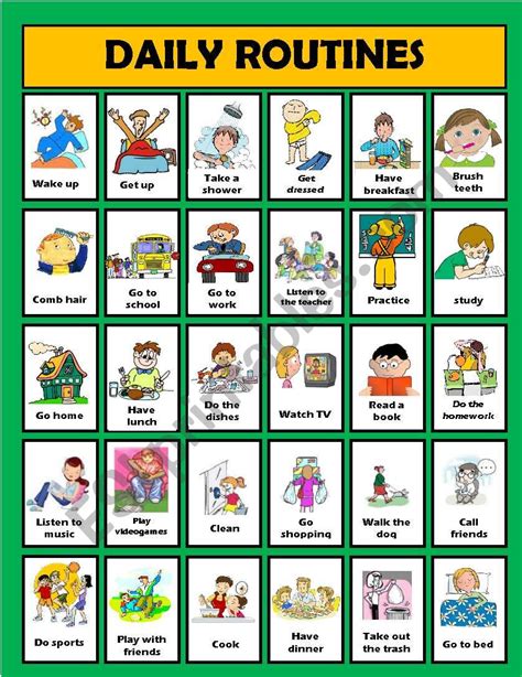 Daily routine activities (editable) - ESL worksheet by chapiiii