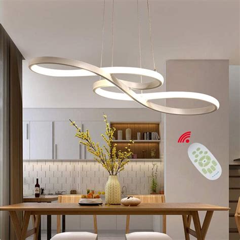Modern Pendant Lighting White LED Pendant Light for Contemporary Living Dining Room Kitchen ...