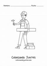 Hombre Con Oficio De Carpintero Sus Herramientas  Coloreando Juntos sketch template