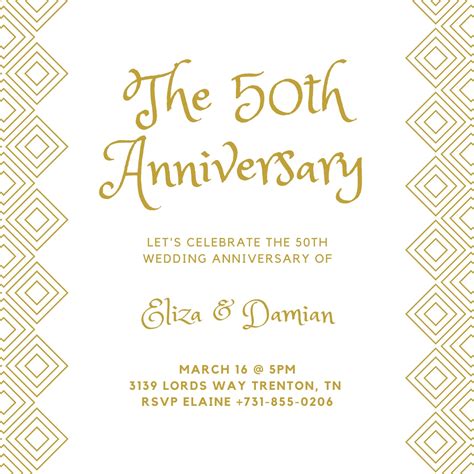 Free, custom printable 50th anniversary invitation templates | Canva