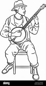 Banjoist Isolated Coloring Page For Kids Stock Vector Image & Art  Alamy sketch template