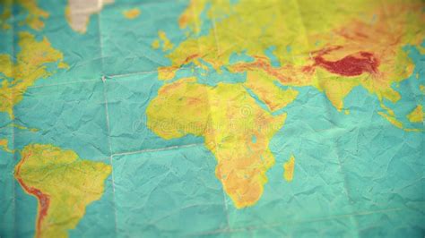 Colorful Vintage World Map - Zoom in To Africa - Blank Version Stock Video - Video of vintage ...