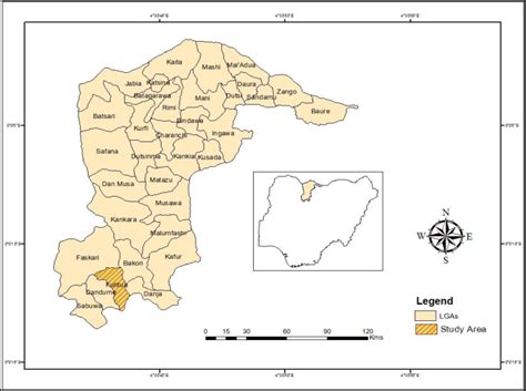 Map of Katsina State showing the Study Area | Download Scientific Diagram