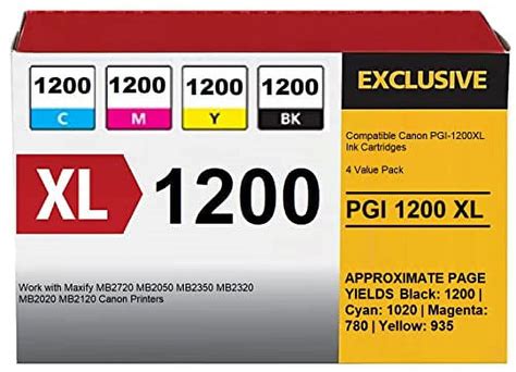 Inkjetsclub Compatible Replacement for Canon Maxify PGI-1200XL High Yield Printer Ink Cartridges ...